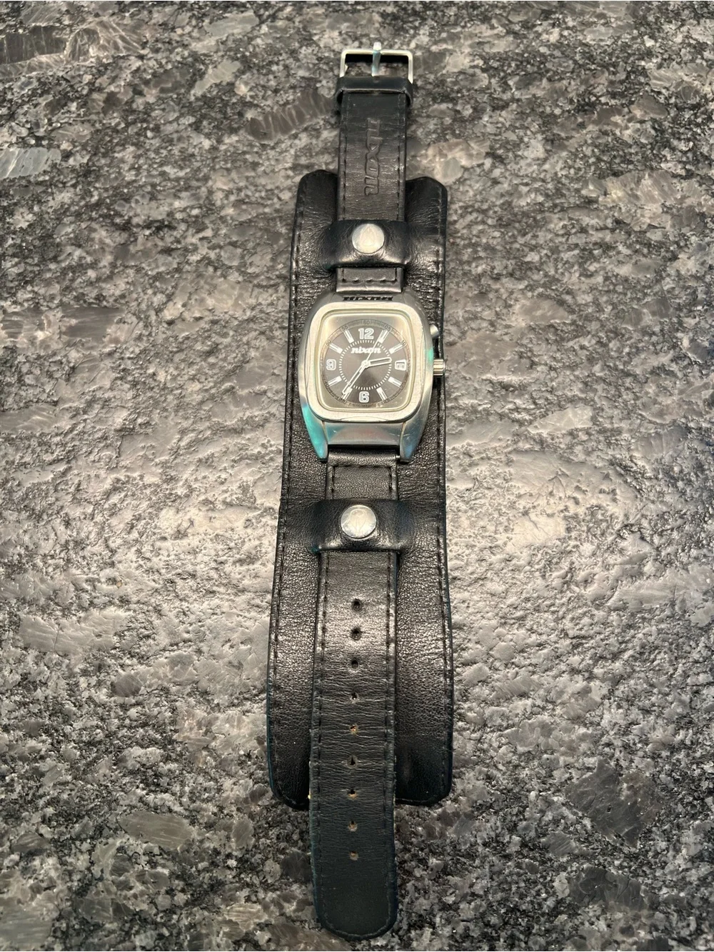 Nixon Men's Black Leather Cuff Watch